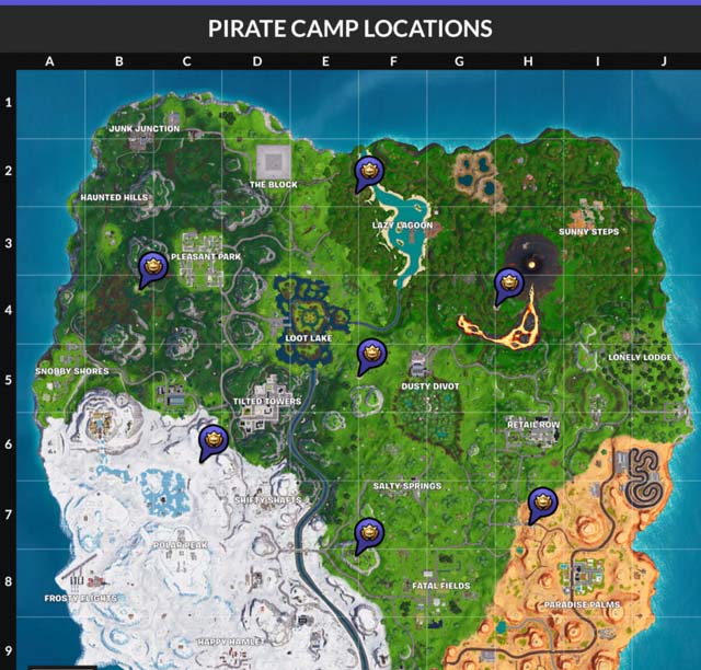 Pirate Camps Locations
